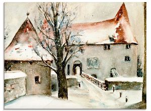 4058661676900 - Glasbild ARTLAND Winter auf der Burg Bilder Gr B H 60 cm x 45 cm Glasbild Gebäude Querformat 1 St grau Bild Glasbild Glasbilder Bilder in verschiedenen Größen