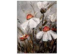 4058661676948 - Glasbild ARTLAND Margeriten I Bilder Gr B H 45 cm x 60 cm Glasbild Blumen Hochformat 1 St grau Bild Glasbild Glasbilder Bilder in verschiedenen Größen