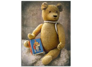 4058661678829 - Glasbild ARTLAND Teddybär mit Sparbüchse Bilder Gr B H 45 cm x 60 cm Glasbild Spielzeuge Hochformat 1 St braun Bild Glasbild Glasbilder Bilder in verschiedenen Größen