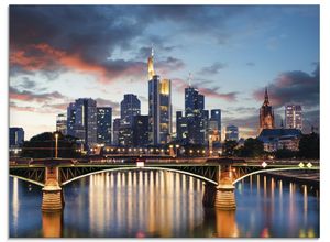 4058661732828 - Glasbild ARTLAND Frankfurt am Main Skyline II Bilder Gr B H 80 cm x 60 cm Glasbild Deutschland Querformat 1 St blau Bild Glasbild Glasbilder Bilder in verschiedenen Größen