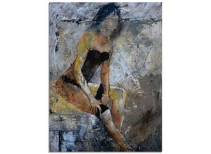 4058661740373 - Glasbild ARTLAND Ausgezogen Bilder Gr B H 45 cm x 60 cm Glasbild Frau Hochformat 1 St grau Bild Glasbild Glasbilder Bilder in verschiedenen Größen
