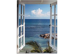 4058661767110 - Glasbild ARTLAND Fenster zum Paradies Bilder Gr B H 45 cm x 60 cm Fensterblick 1 St blau Glasbilder Bilder in verschiedenen Größen