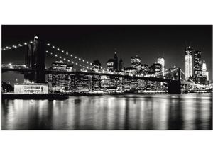 4058661856630 - Wandbild ARTLAND Nächtliche Skyline Manhattan I Bilder Gr B H 150 cm x 75 cm Alu-Dibond-Druck Amerika 1 St schwarz Bild Kunstdruck Kunstdrucke Bilder als Alubild Leinwandbild Wandaufkleber oder Poster in versch Größen