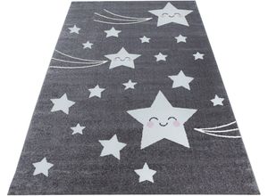 4058819079775 - Kinderteppich AYYILDIZ TEPPICHE Kids 610 Teppiche Gr B L 160 cm x 230 cm 12 mm 1 St grau Kinder Kinderzimmerteppiche Motiv Sterne Kurzflor