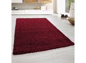 4058819087046 - Hochflor-Teppich BRUNO BANANI Shaggy Soft Teppiche Gr B L 160 cm x 230 cm 30 mm 1 St rot (crimson) Esszimmerteppiche gewebt Uni Farben besonders weich und kuschelig