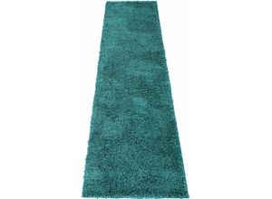 4058819087206 - Läufer HOME AFFAIRE Shaggy 30 Teppiche Gr B L 80 cm x 500 cm 30 mm 1 St blau (aquamarin) Teppichläufer Teppich-Läufer Brücke Uni-Farben besonders weich und kuschelig