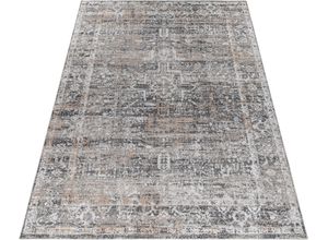 4058819124772 - Teppich TIMBERS Hialeah Teppiche Gr B L 160 cm x 230 cm 11 mm 1 St grau (grau kupfer) Esszimmerteppiche Orient-Design Vintage mit Bordüre Kurzflor pflegeleicht elegant