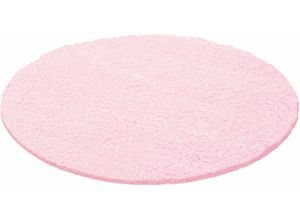 4058819128336 - Teppich HOME AFFAIRE Shaggy 30 Teppiche Gr Ø 190 cm 30 mm 1 St rosa (hellrosa) Esszimmerteppiche Teppich in Uni-Farben besonders weich und kuschelig