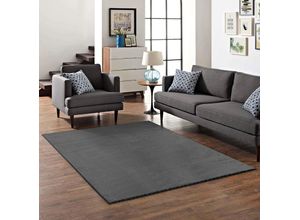 4058819133118 - Teppich MY HOME Kurzflor-Webteppich GRANADA 4800 uni Soft Touch Teppiche Gr B L 160 cm x 230 cm 20 mm 1 St grau (dunkelgrau) Esszimmerteppiche leichter Glanz auch in rund Wohnzimmer Schlafzimmer Kinderzimmer