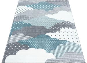 4058819135280 - Kinderteppich AYYILDIZ TEPPICHE Bambi 820 Teppiche Gr B L 140 cm x 200 cm 11 mm 1 St blau Kinder Kinderzimmerteppiche Wolken Motiv Kurzflor