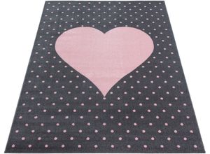 4058819142141 - Kinderteppich AYYILDIZ TEPPICHE Bambi 830 Teppiche Gr B L 140 cm x 200 cm 11 mm 1 St pink Kinder Kinderzimmerteppiche Herz Motiv Kurzflor