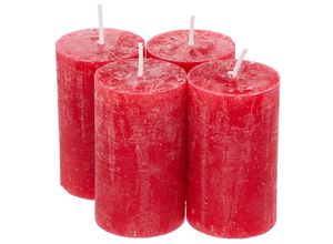 4058896115403 - Rustikale Kerzen rot 6 cm Ø 10 cm hoch 4 Stück