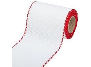 4058896118657 - Aida-Stickband mit rotem Rand Breite 10 cm 5m-Rolle