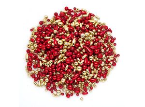 4058896122845 - Perlenmischung rot und gold 4–12 mm 80 g