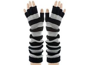 4058896137016 - Strick-Handschuhe grau schwarz 40 cm