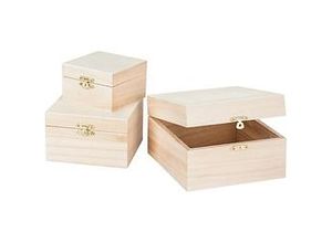 4058896137788 - Schatullen aus Holz 15 x 15 x 9 cm 12 x 12 x 75 cm und 9 x 9 x 6 cm 3 Stück