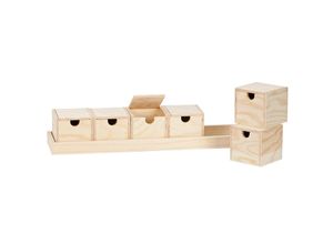 4058896138518 - Sortierboxen mit Tablett aus Holz 508 cm 6 Boxen