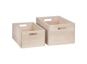 4058896138853 - Holz-Kisten mit Tragegriffen 36 x 26 x 19 cm und 32 x 22 x 15 cm 2 Stück