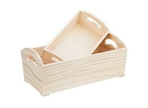 4058896139256 - Holz-Kisten mit Tragegriffen 35 x 20 x 16 cm und 25 x 15 x 10 cm 2 Stück