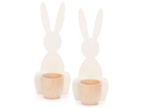 4058896139447 - Eierbecher Hase aus Holz 75 x 19 cm 2 Stück