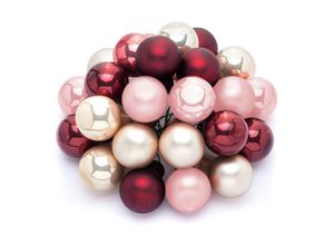 4058896141846 - Weihnachtskugeln am Draht creme marsala pink 2 cm Ø 24 Stück