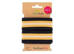 4058896150848 - Albstoffe by buttinette Bio-Band Stripe Me marine gelb ecru 2 m