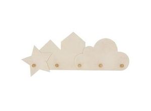 4058896253785 - Kindergarderobe mit 5 Haken aus Holz 50 x 18 cm