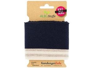 4058896265337 - Albstoffe Bio-Strickbündchen Cuff Me College blau-taupe 14 m