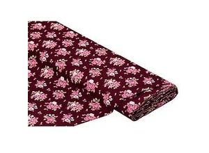 4058896273561 - Baumwoll-Trachtenstoff Rosen bordeaux rosa