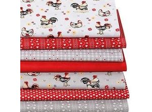 4058896275350 - Patchwork- und Quiltpaket Hühner Landhausstil rot grau 4058896275350 - Patchwork- und Quiltpaket Hühner Landhausstil rot grau