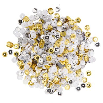 4058896281214 - Pailletten gold-silber-weiß 6 mm Ø 75 g