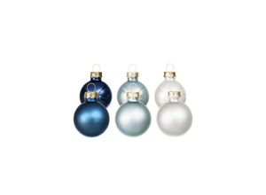 4058896282181 - Weihnachtskugeln aus Glas blau weiß 3 cm Ø 12 Stück