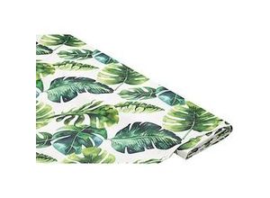 4058896293736 - Beschichtetes Baumwollmischgewebe Monstera natur offwhite