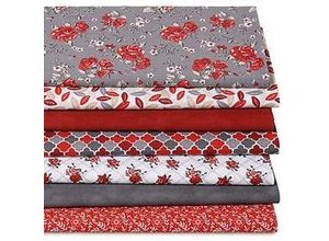 4058896295617 - Patchwork- und Quiltpaket Rosen rot grau