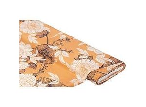 4058896296645 - Baumwoll-Blusenstoff   Twill Blumen pfirsich-color