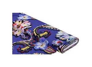 4058896315483 - Reiner Baumwolljersey Blumen & Paisley blau-color