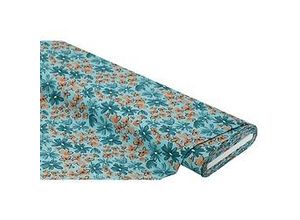 4058896320708 - Baumwolljersey Blumen mit Elasthan aqua beige