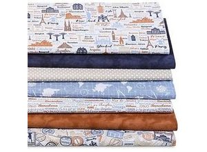 4058896324317 - Patchwork- und Quiltpaket Städte weiß blau braun