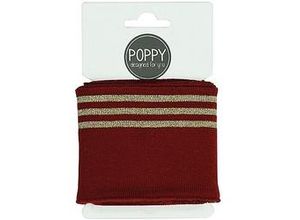 4058896325925 - Poppy Strickbündchen Glitzer-Streifen bordeaux gold 135 m