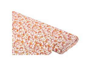 4058896331902 - Viskose-Satin Blumenranken weiß orange