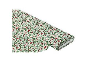 4058896333067 - Baumwollstoff Kleeblätter Mona weiß grün rot