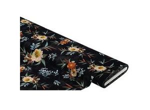 4058896333388 - Viskose-Blusenstoff   Javanaise Blumen Digitaldruck schwarz-color