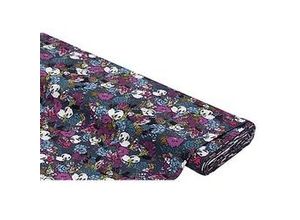 4058896340515 - Viskose-Stretch-Popeline Abstrakte Blumen blau-color