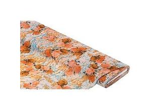 4058896344520 - Leichter Blusenstoff Rosen orange türkis