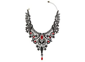 4058896348771 - Choker Spitze schwarz rot