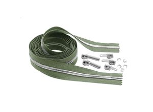 4058896358626 - Endlosreißverschluss im Set mit silberfarbiger Spirale 65 mm 2 m oliv 4058896358626 - Endlosreißverschluss im Set mit silberfarbiger Spirale 65 mm 2 m oliv