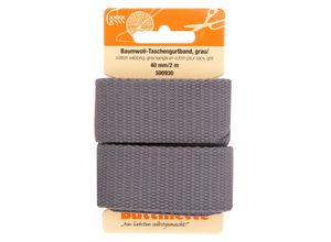 4058896359012 - Baumwoll-Taschengurtband grau Breite 4 cm Länge 2 m