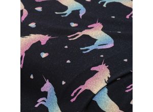 4058896380115 - Baumwoll-Jersey „Einhorn“ mit Elasthan schwarz bunt
