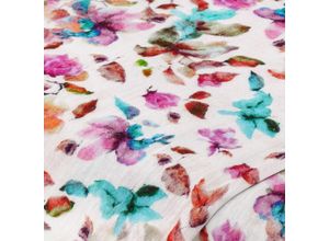 4058896392323 - Musselin Doppel-Gaze Digitaldruck Blumen weiß rosa türkis