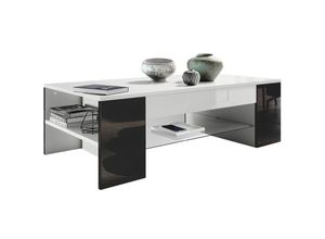 4058905000232 - Couchtisch Wohnzimmertisch Sofatisch Beistelltisch Glas Clip in Weiß - Blenden in Schwarz Hochglanz - Blenden in Schwarz Hochglanz - Vladon